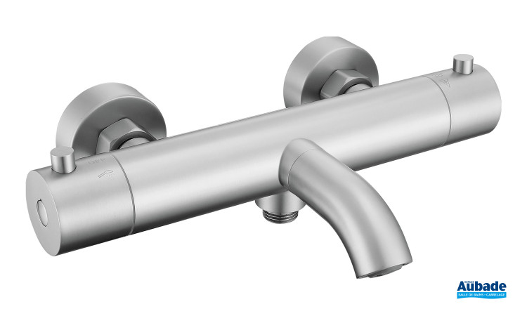 Mitigeur bain/douche thermostatique Inox line finition Inox brossé d'Aubade Création