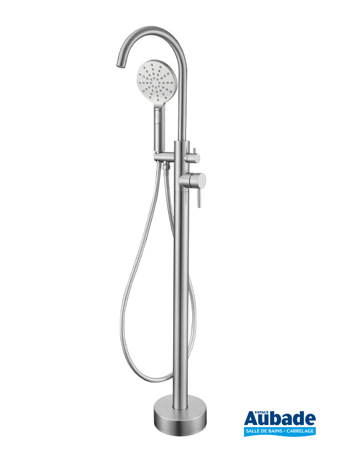 Mitigeur bain/douche sur pied Inox Line finition Inox brossé d'Aubade Création