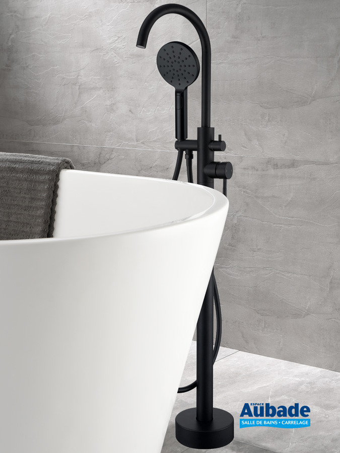 Mitigeur bain/douche sur pied Inox Line finition Noir mat anodisé d'Aubade Création
