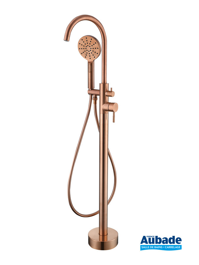Mitigeur bain/douche sur pied Inox Line finition PVD Cuivre brossé d'Aubade Création