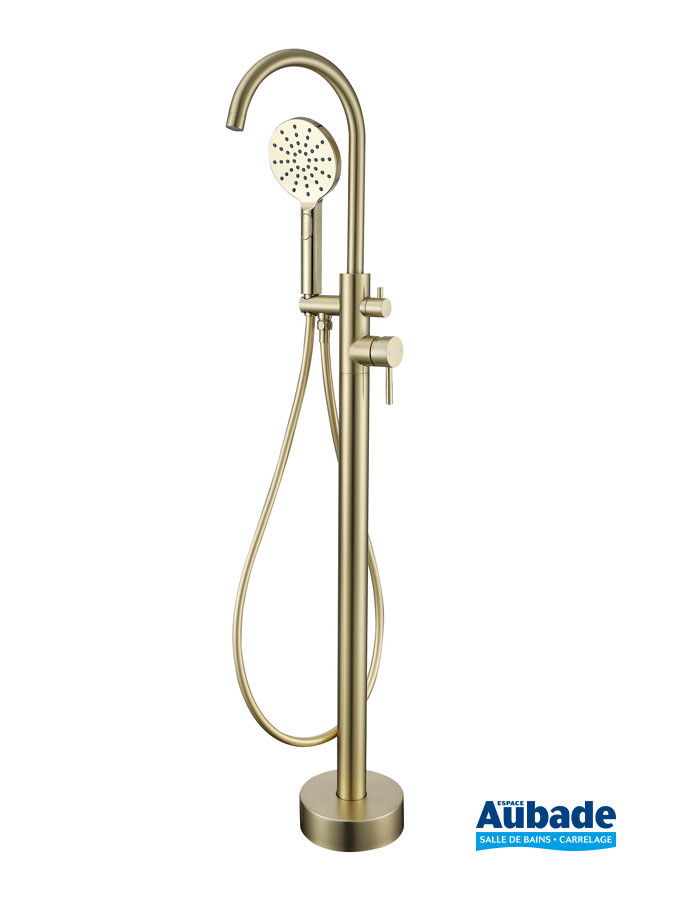 Mitigeur bain/douche sur pied Inox Line finition PVD Or brossé d'Aubade Création