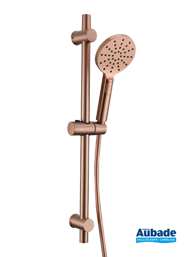 Set barre de douche Inox Line finition PVD Cuivre brossé de Aubade Création