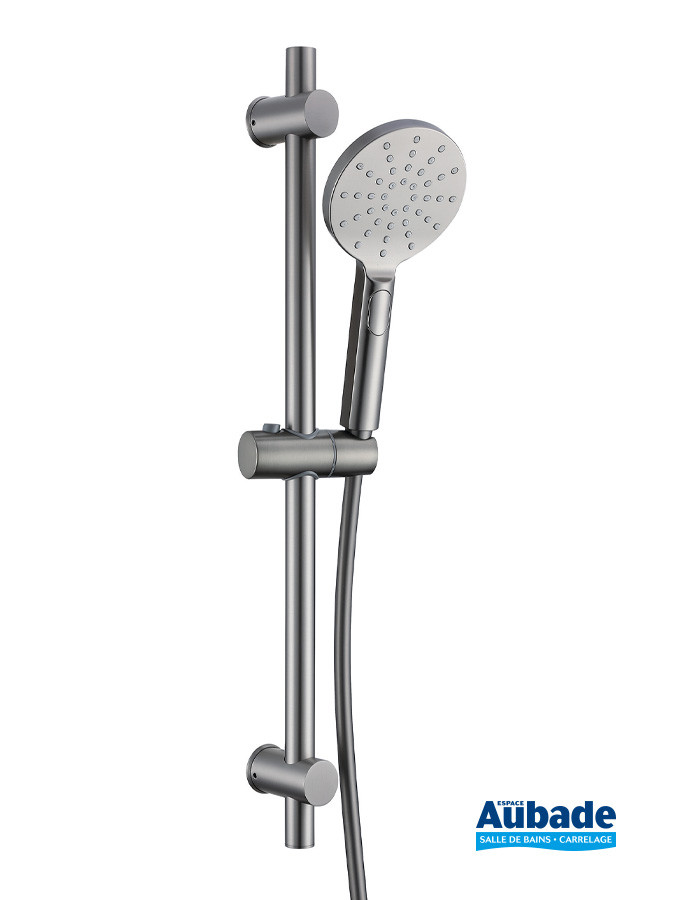 Set barre de douche Inox Line finition PVD Gun métal brossé de Aubade Création