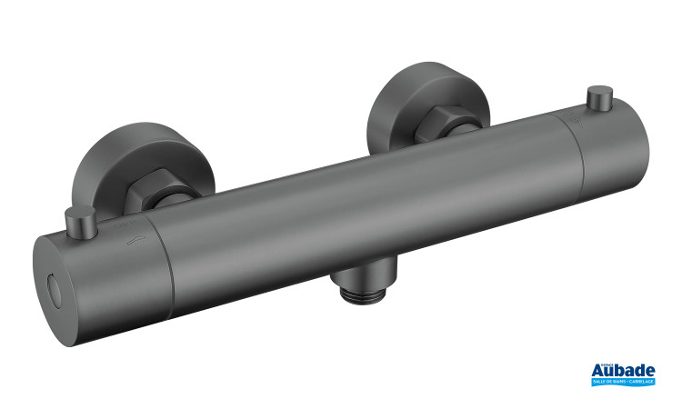 Mitigeur douche thermostatique Inox Line finition PVD Gun métal brossé d'Aubade Création