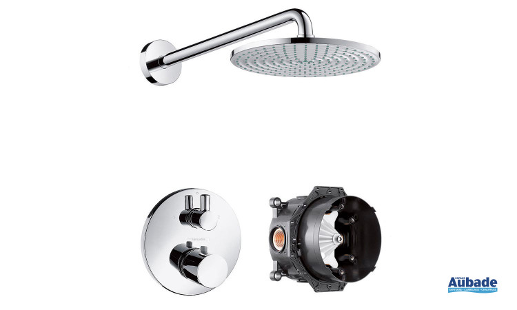 Ensemble douche encastré Raindance S de Hansgrohe avec douche de tête, set thermostatique et ibox universal