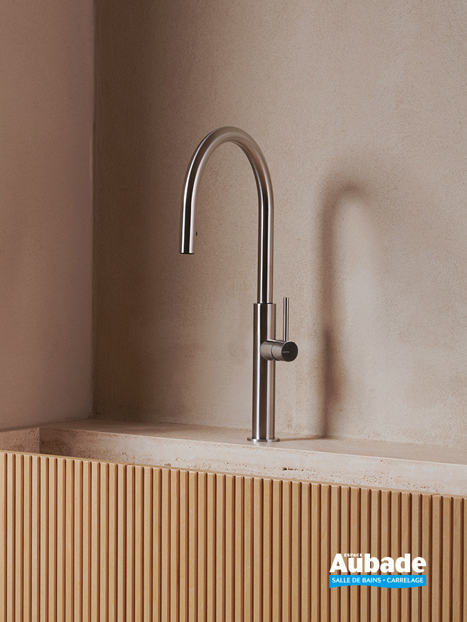 Mitigeur évier Cucina avec aérateur extractible - Finition Inox 316 brossé