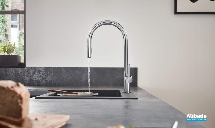 robinetterie evier talis m54 210 avec douchette extractible chrome de hansgrohe