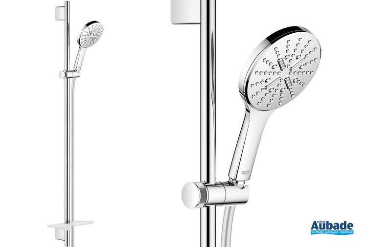 Ensemble de douche complet avec douchette ronde Rainshower SmartActive de Grohe