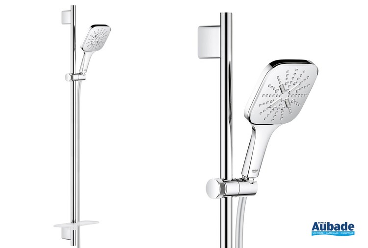 Ensemble de douche complet avec douchette carrée Rainshower SmartActive de Grohe