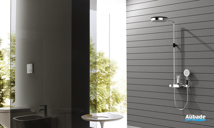 Colonne de douche thermostatique chromé et blanc Addict de Paini 