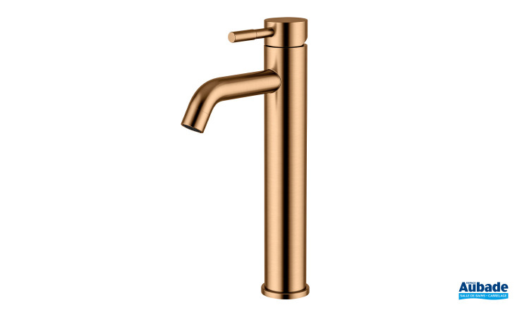 Mitigeur lavabo rehaussé Inox Line finition PVD Cuivre brossé d'Aubade Création