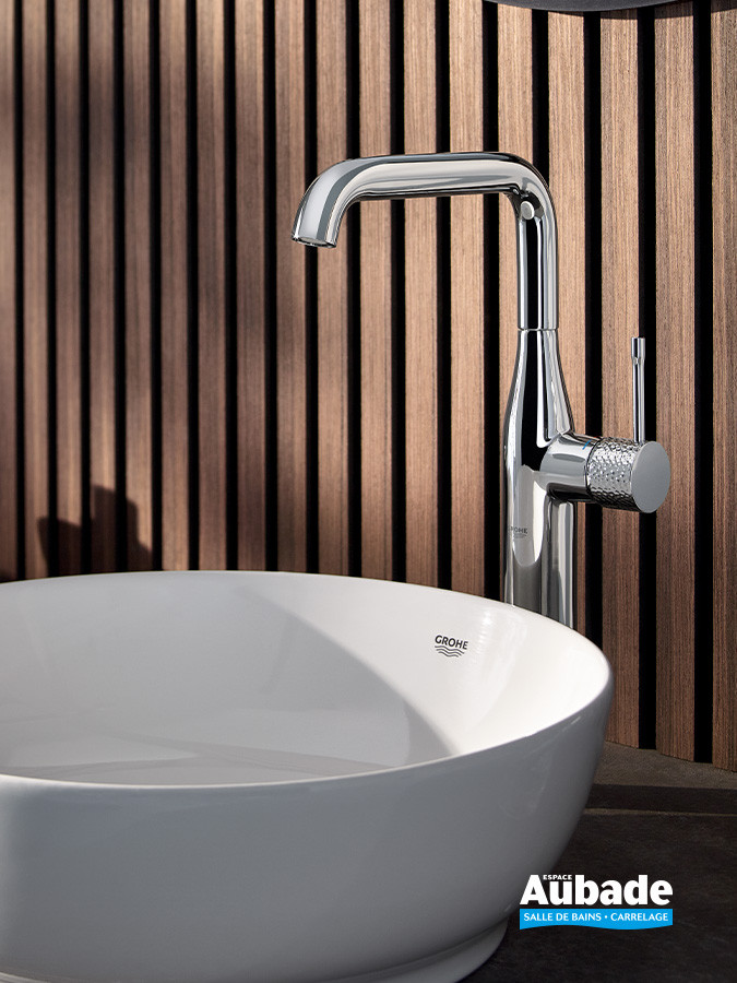 Mitigeur lavabo Essence Poignée Martelée taille XL Chromé Martelé brillant de Grohe