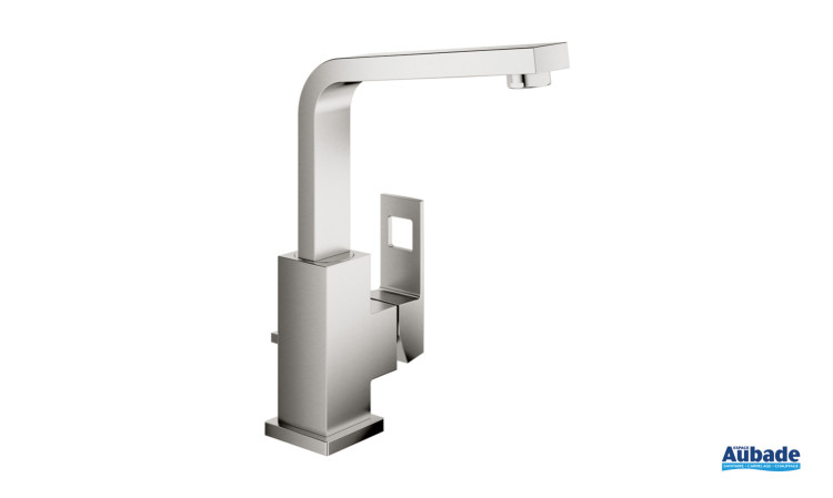 Mitigeur lavabo Eurocube taille L finition Supersteel de Grohe