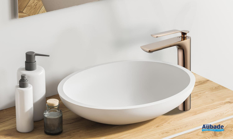 Mitigeur lavabo haut Addict de Paini France en PVD Gold rose