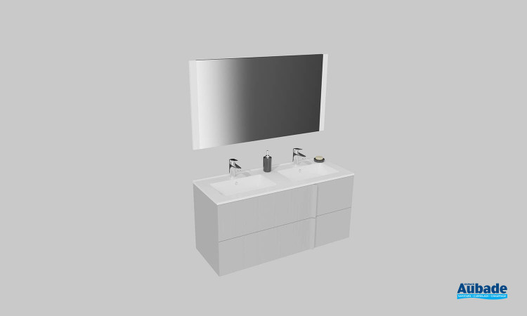 Meuble de salle de bains Double Jeu de Sanijura, largeur 120 cm, coloris gris souris satiné