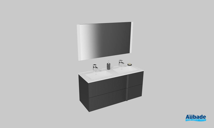 Meuble de salle de bains Double Jeu de Sanijura, largeur 120 cm, coloris noir satiné