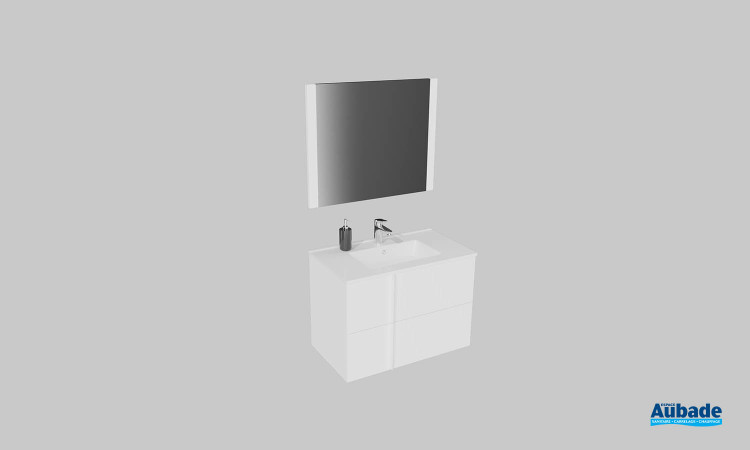 Meuble de salle de bains Double Jeu de Sanijura, largeur 80 cm, coloris blanc satiné