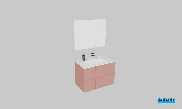 Meuble de salle de bains Double Jeu de Sanijura, largeur 80 cm, coloris bois de rose satiné
