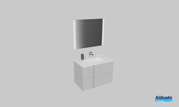 Meuble de salle de bains Double Jeu de Sanijura, largeur 80 cm, coloris gris souris satiné