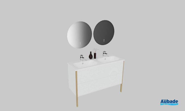 Meuble de salle de bains Pupitre de Sanijura, largeur 122 cm, coloris blanc satiné