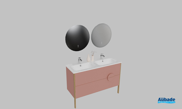 Meuble de salle de bains Pupitre de Sanijura, largeur 122 cm, coloris bois de rose satiné