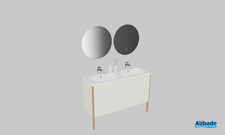 Meuble de salle de bains Pupitre de Sanijura, largeur 122 cm, coloris jasmin satiné