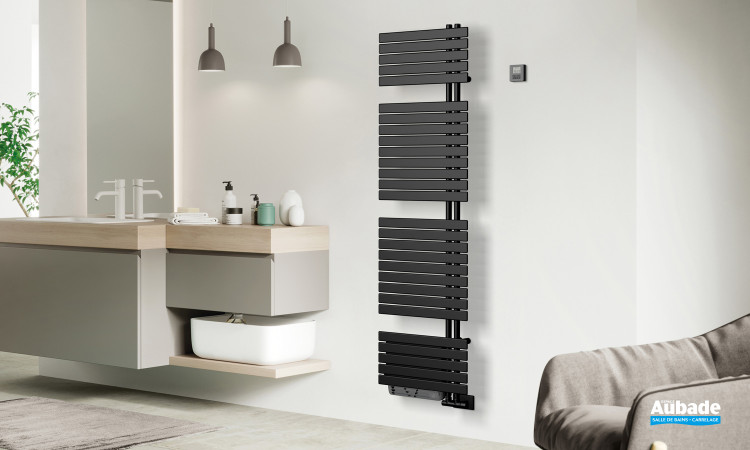 Sèche serviette Drap version électrique + soufflerie coloris Noir opaque d'Irsap