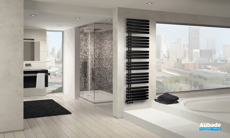 Sèche serviette Lips version eau chaude + soufflerie colors Noir opaque d'Irsap