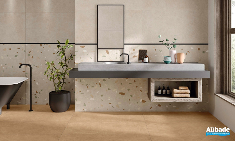 Collection Pursue par STN Ceramica en coloris Greige et Terre, décor Terrazo Greige
