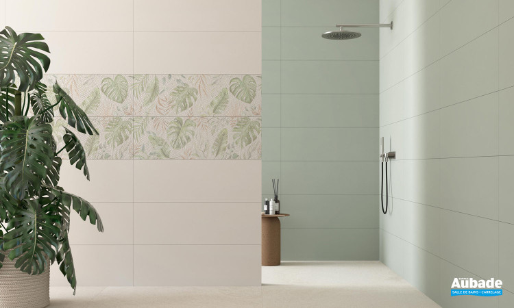 Collection Chromatic par Tau Ceramica en coloris Salvia et Décor Ficus