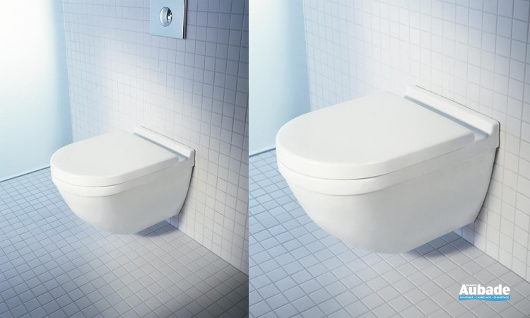 WC équipé d'une cuvette suspendue Starck 3 avec ou sans abattant Softclose de Duravit