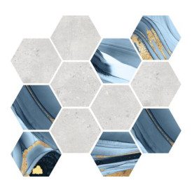 Mosaïque Stonecrete par Azteca en coloris Hex Agata White