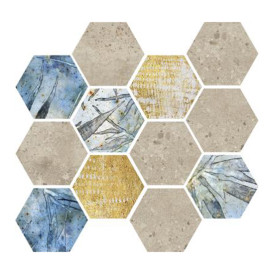 Mosaïque Stonecrete par Azteca en coloris Hex Tulum Blossom Sand