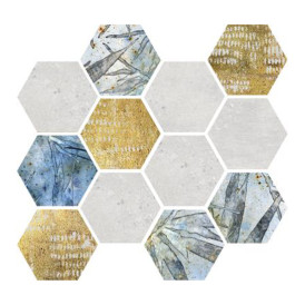 Mosaïque Stonecrete par Azteca en coloris Hex Tulum Blossom White