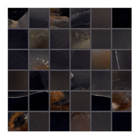 Collection Tele Di Marmo Onyx par Emil Ceramica en coloris mosaico Black 5x5