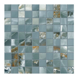 Collection Tele Di Marmo Onyx par Emil Ceramica en coloris mosaico Green 3x3