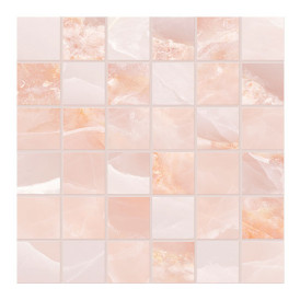 Collection Tele Di Marmo Onyx par Emil Ceramica en coloris mosaico Pink 5x5