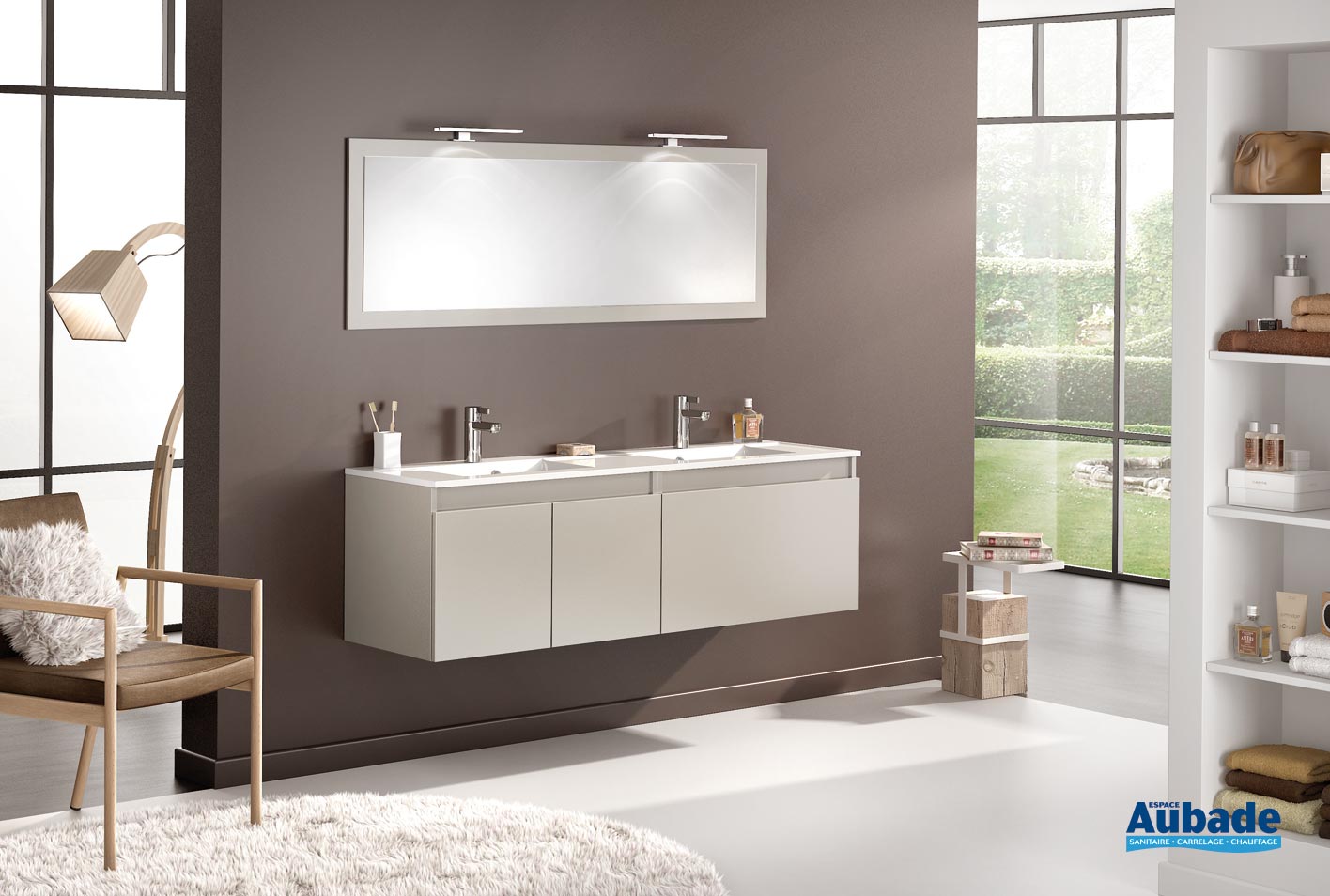 Meubles salle de bains D motion L 160 cm grege mat Delpha | Espace Aubade