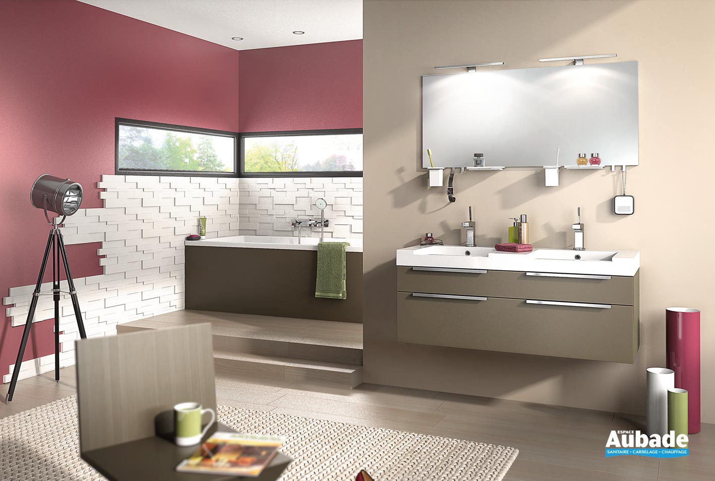 Meubles salle de bains Inspiration 120 moka Delpha Espace Aubade