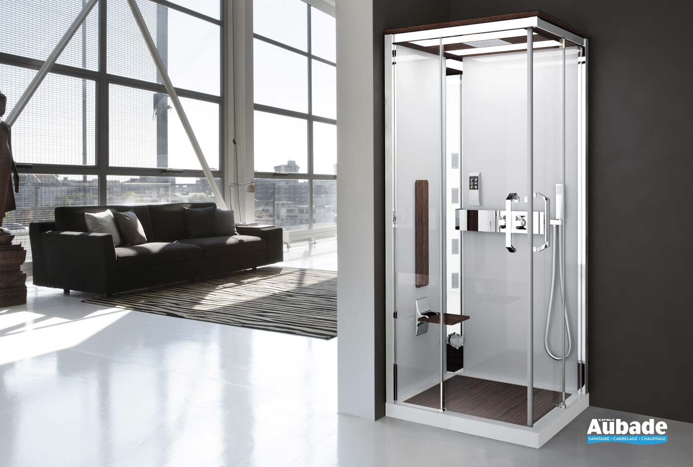 Cabine de douche hydromassante en verre Novellini Espace Aubade