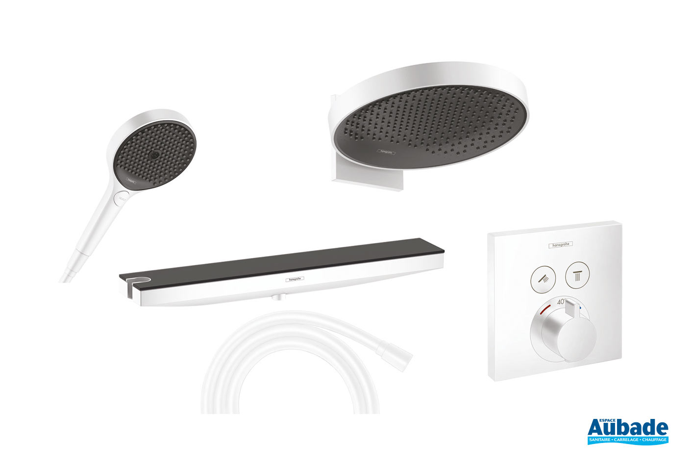 Colonne de douche encastrée Rainfinity Blanc/noir Hansgrohe Espace Aubade