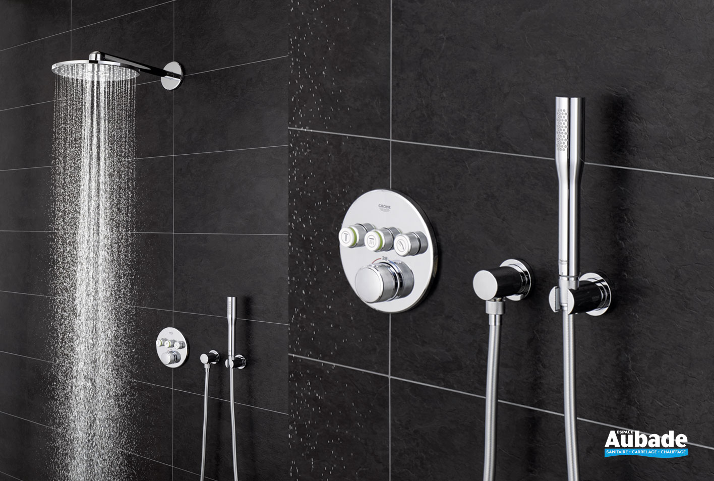 Set de douche encastré SmartControl de Grohe Espace Aubade