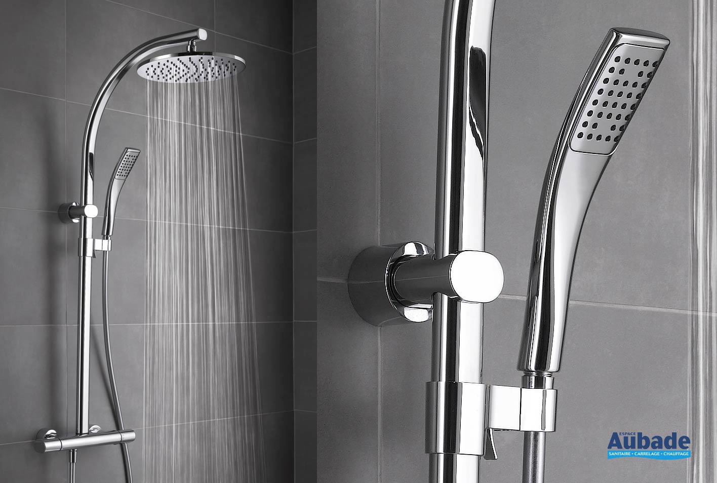 Colonne de douche thermostatique tête ronde Oblo Espace Aubade