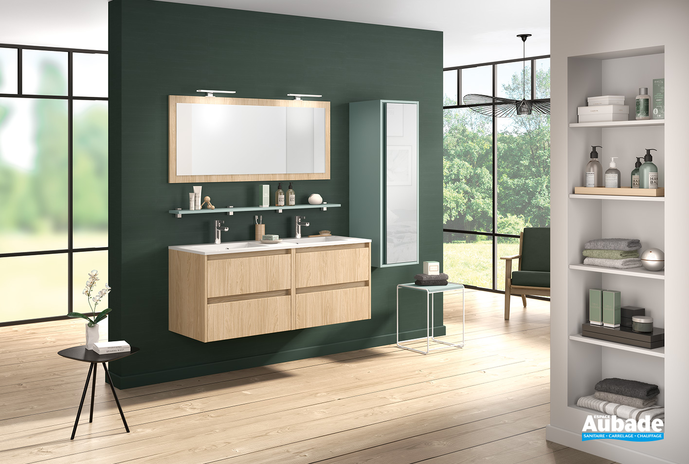 Meuble De Salle De Bain Double Vasque 140 Cm Meubles de salle de bains double vasque D-Motion L. 140 cm avec 4