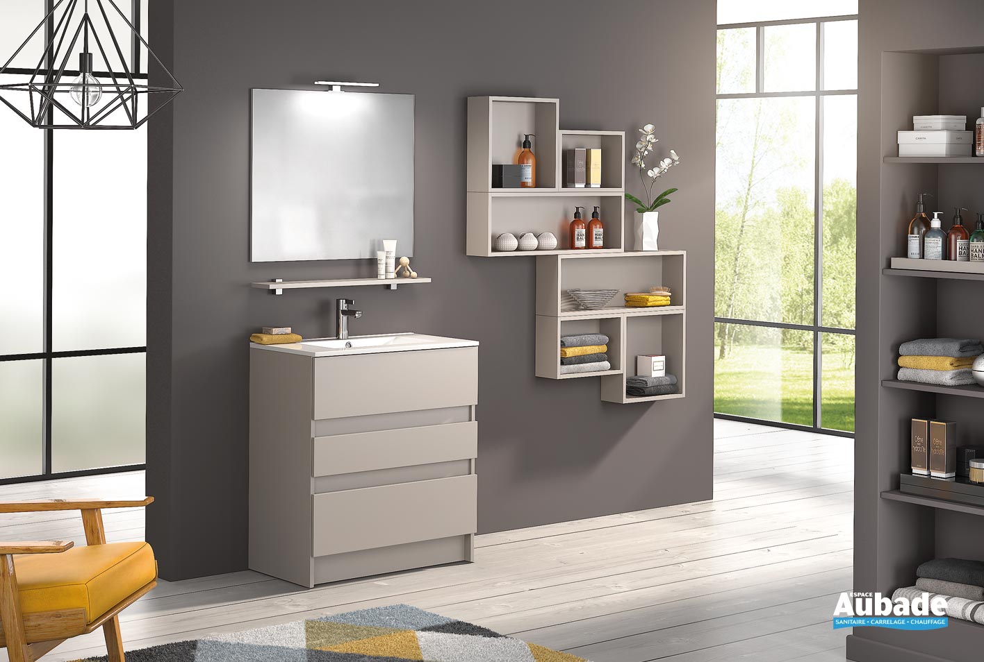 Meubles salle de bains D Motion L 80 cm grège mat Delpha Espace Aubade