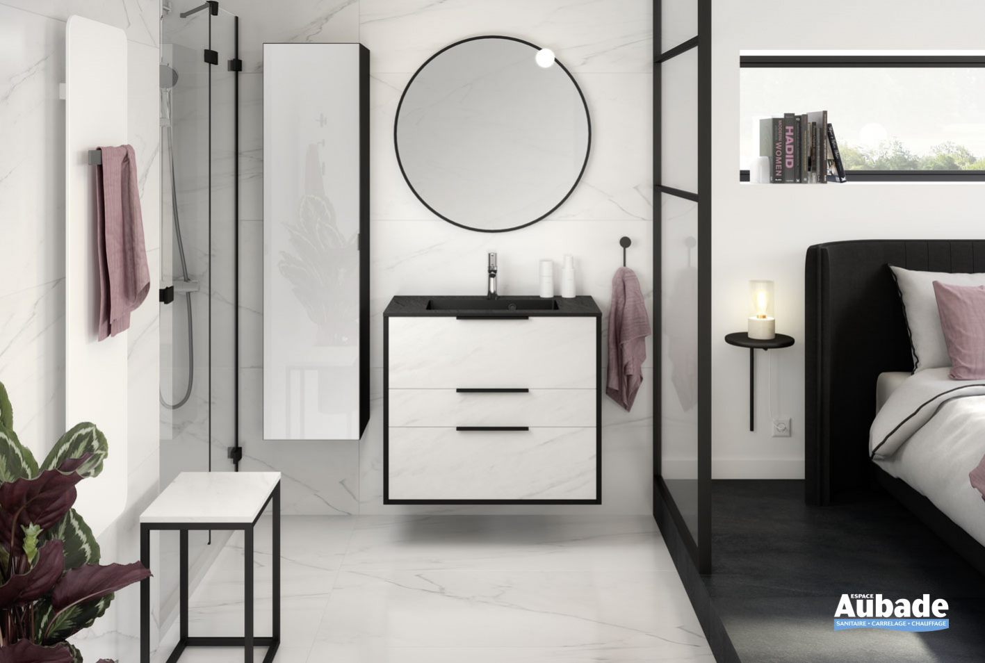 Meuble Ultra Cadra L. 80 cm 2 coulissants et 1 tiroir Delpha Espace