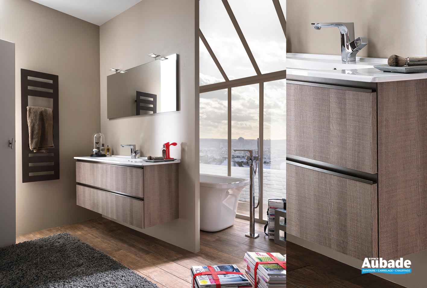 Meuble salle de bain décor bois Unique Delpha Espace Aubade