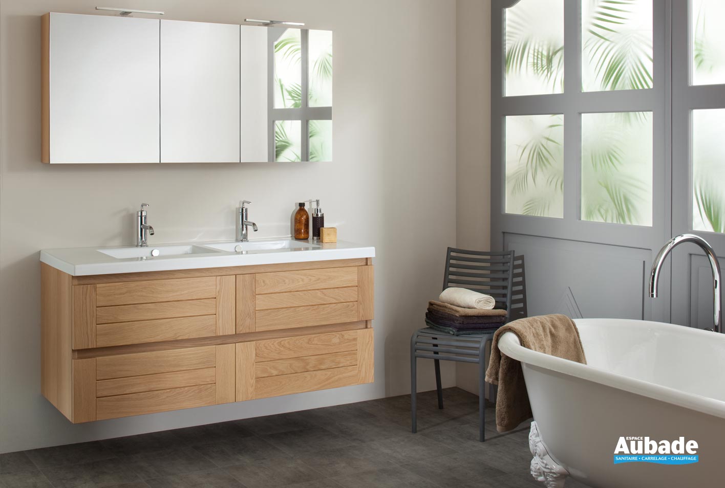 Meubles salle de bains en chêne massif Lignum | Espace Aubade