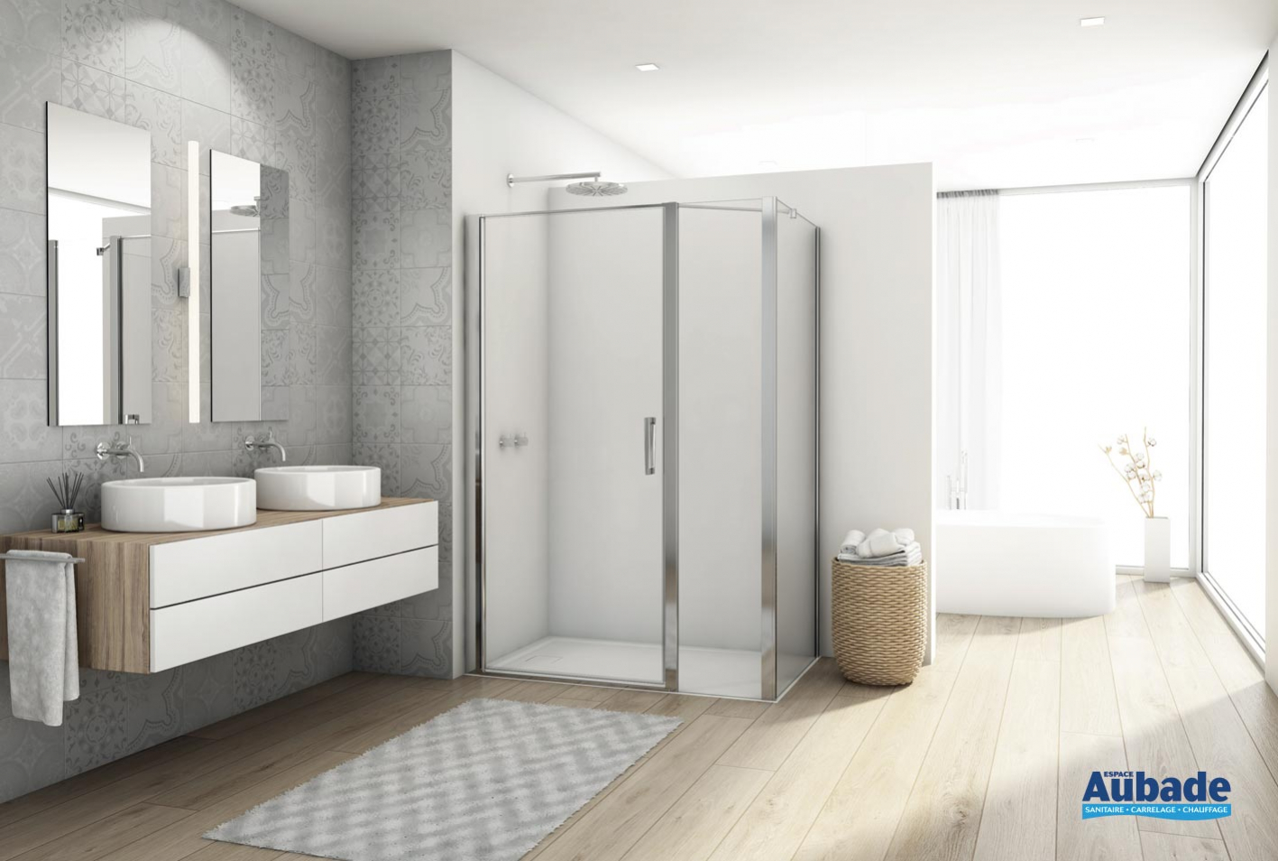 Divera - Porte pivotante avec fermeture sur paroi fixe en ligne D22T31