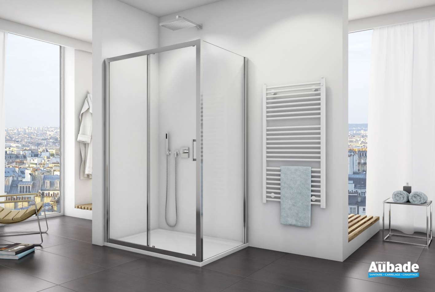 Porte coulissante 2 volets et paroi de douche | Espace Aubade